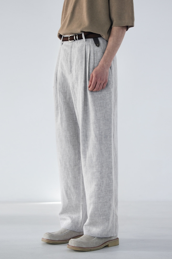 Wide Linen Trousers - L.Grey